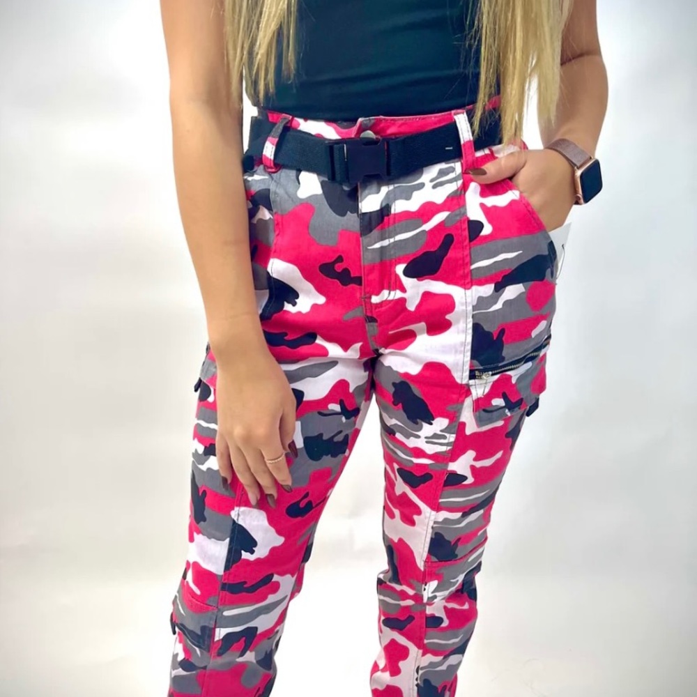 Vibrant Color Camouflage Cargo Pants